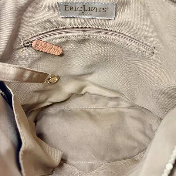 Eric Javits NY Natural Staw Raffia & Leather Trim Tan & Brown Woven Shoulder Bag - Picture 13 of 13